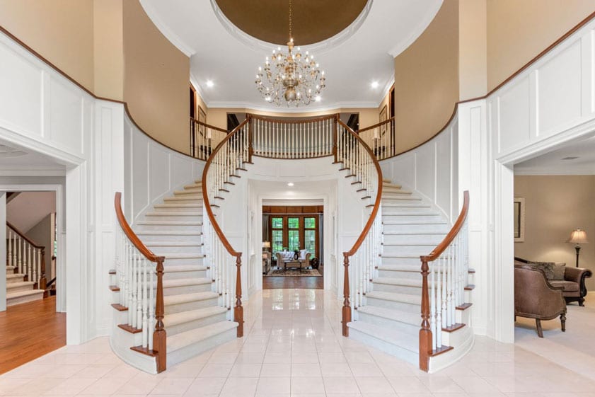 Double-Stairs-Entryway-Las-Vegas-23 Grand double stairway entrance to a Las Vegas home